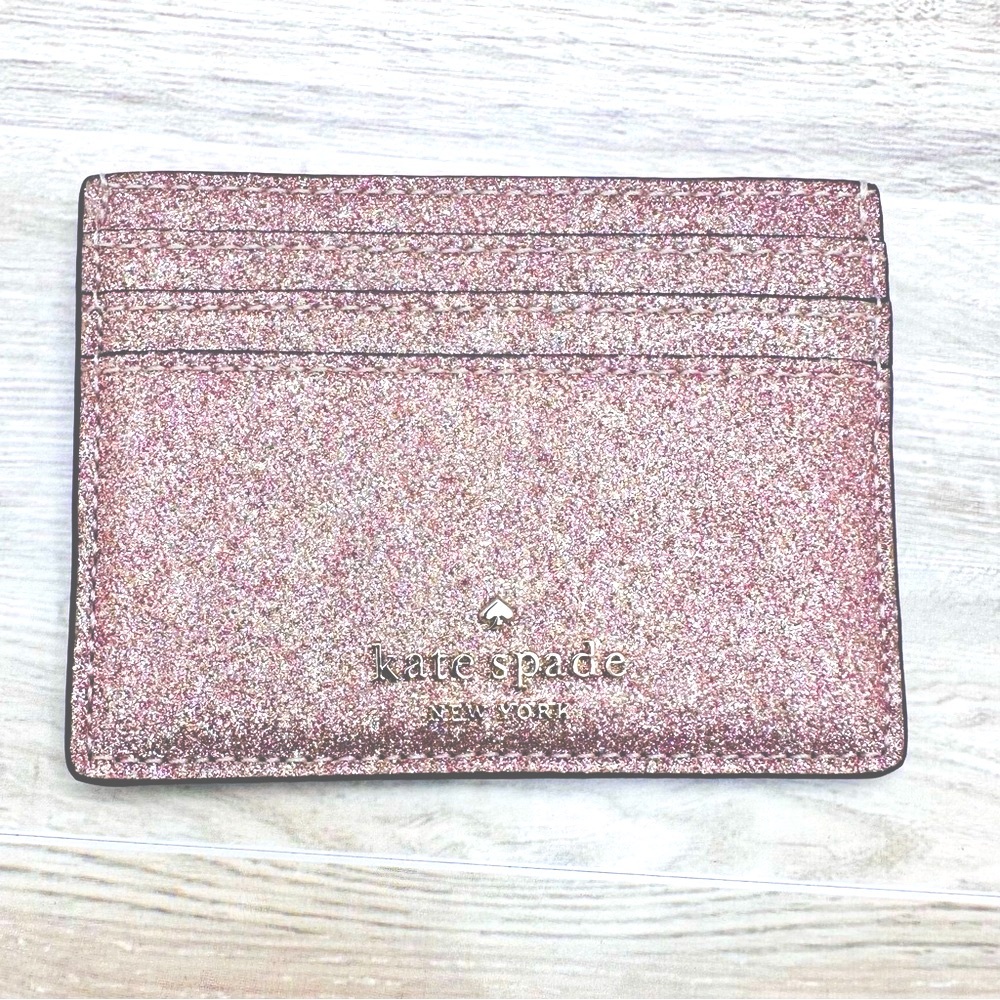 Kate Spade New York Rose Gold Spencer Glitter Card Holder - Like New